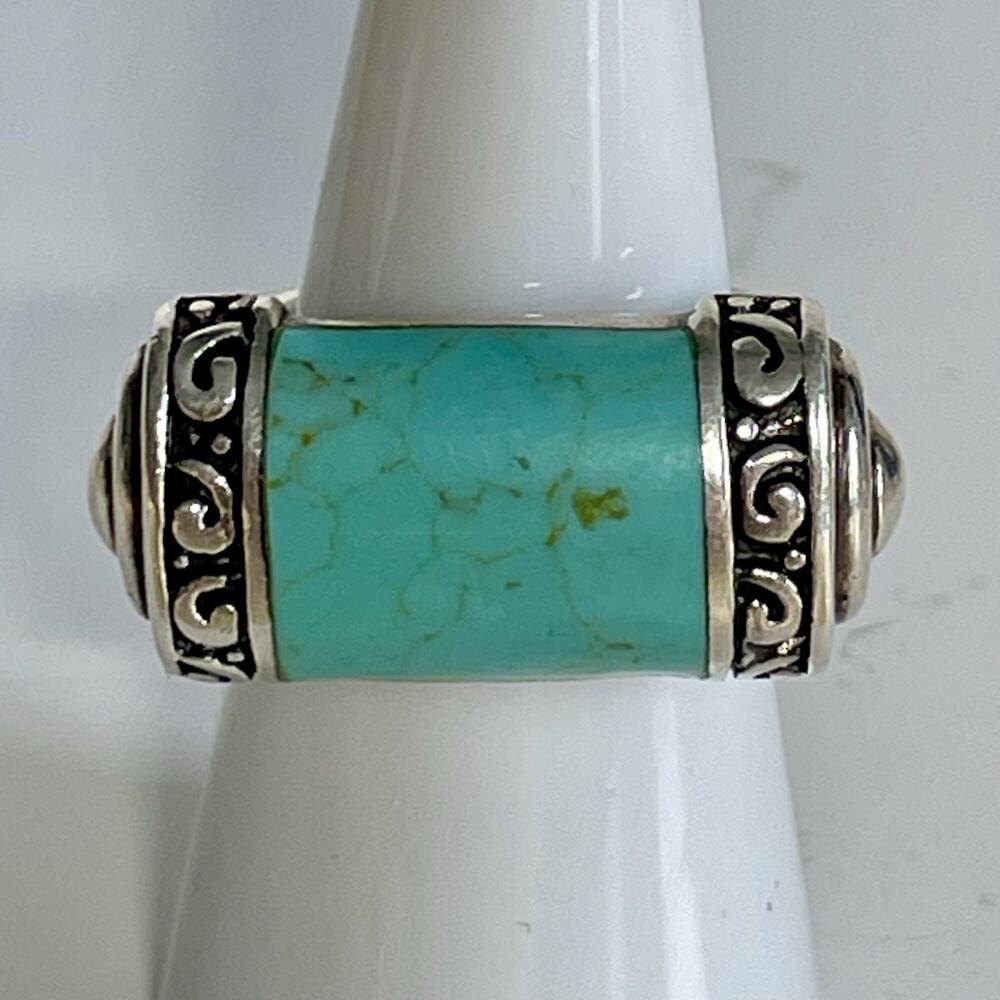 Sterling Silver 925 Turquoise Statement Ring Size 6.75